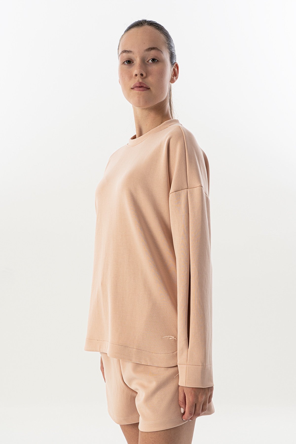 Comfort Kadın Bisiklet Yaka Pembe Sweatshirt