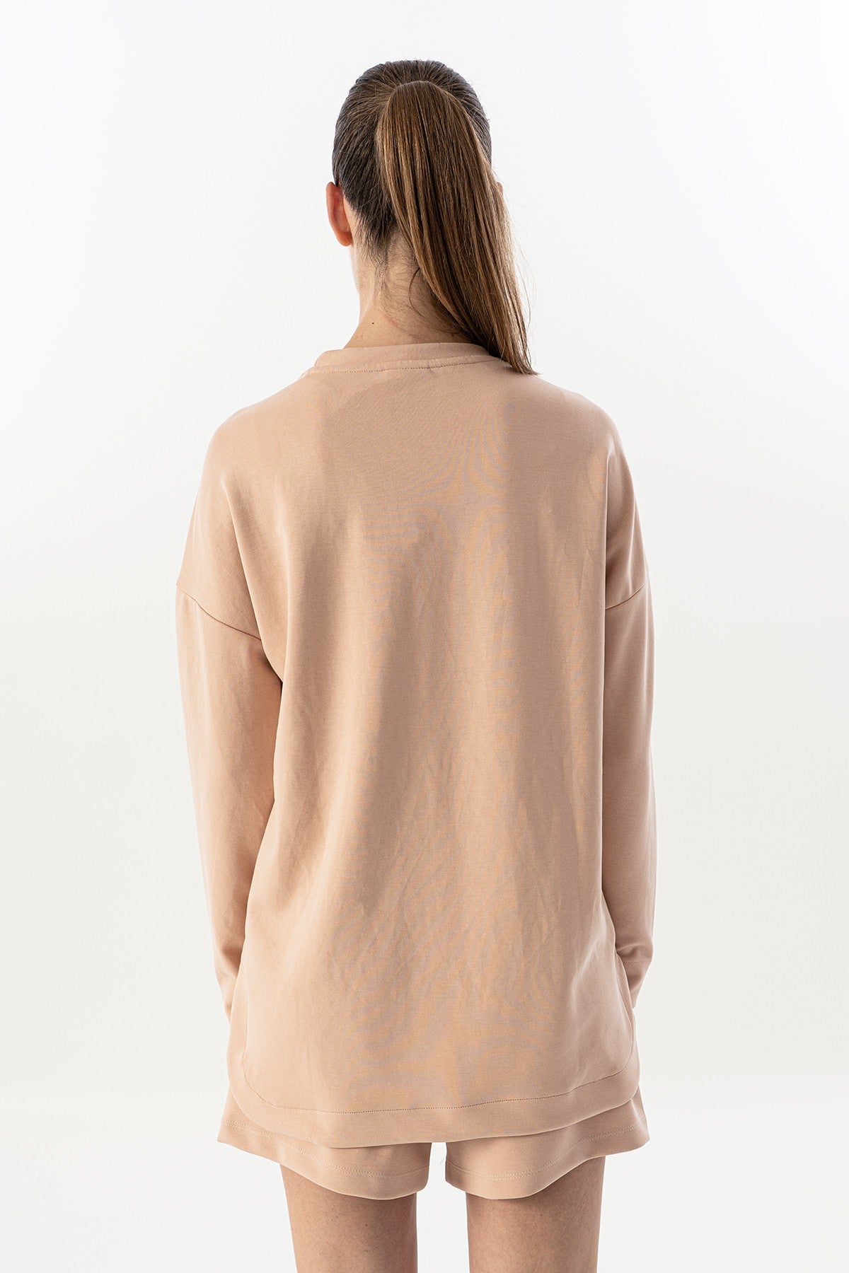 Comfort Kadın Bisiklet Yaka Pembe Sweatshirt