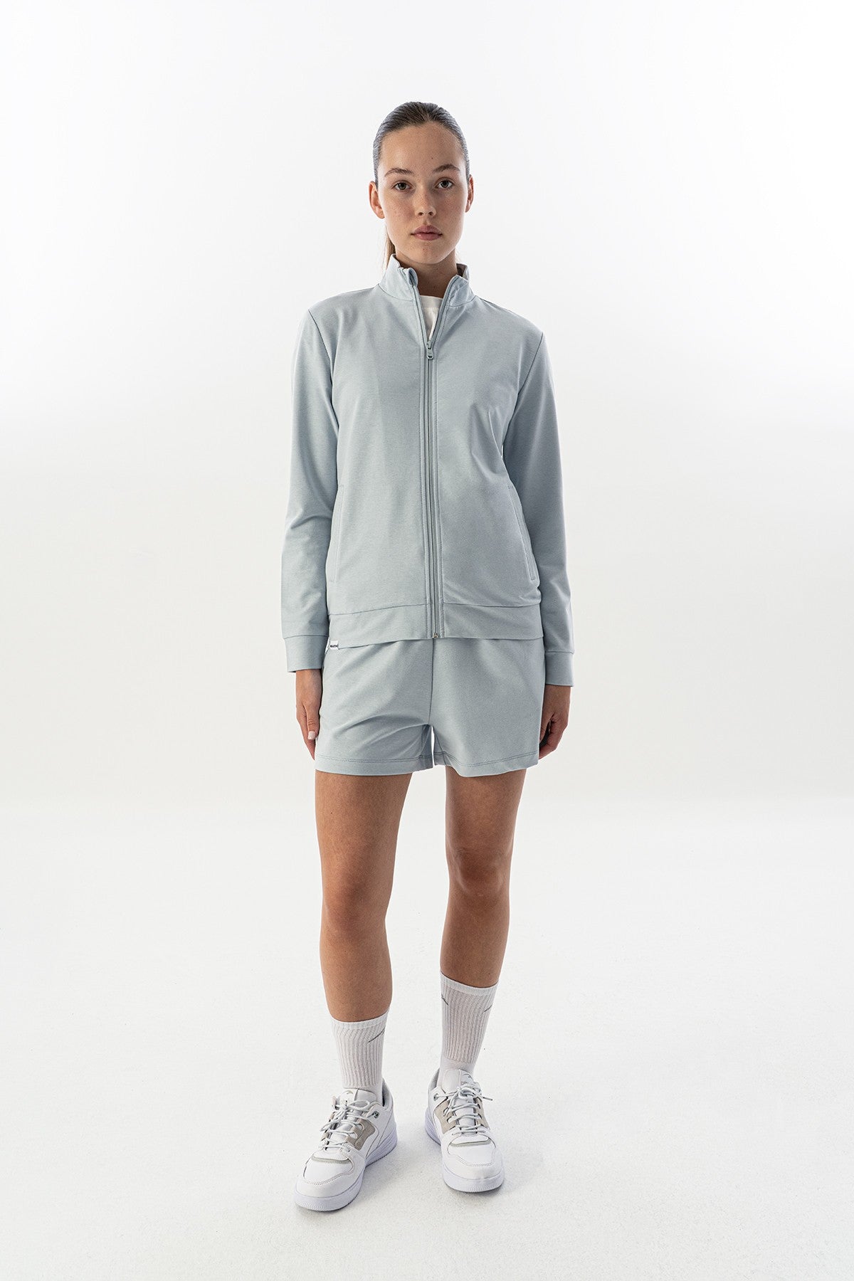 Regular Kadın Dik Yaka Mavi Eşofman Üstü