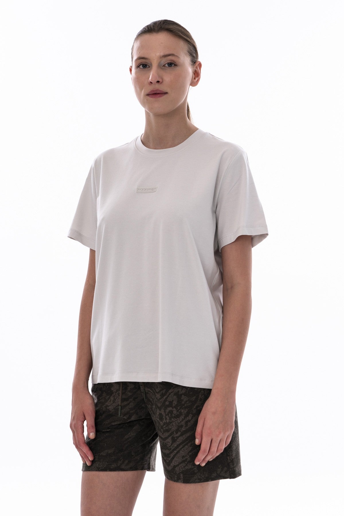 New Basic Kadın Bisiklet Yaka Gri T-shirt