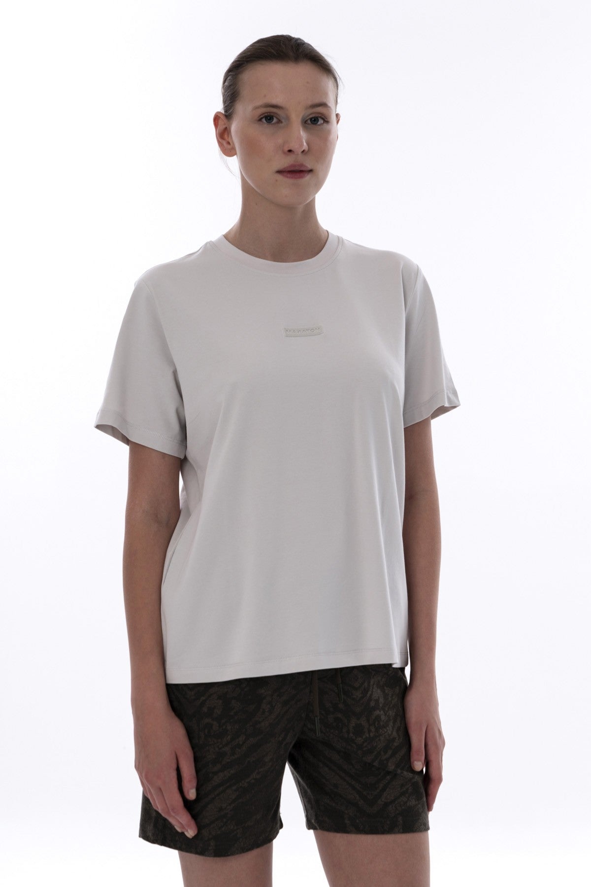 New Basic Kadın Bisiklet Yaka Gri T-shirt