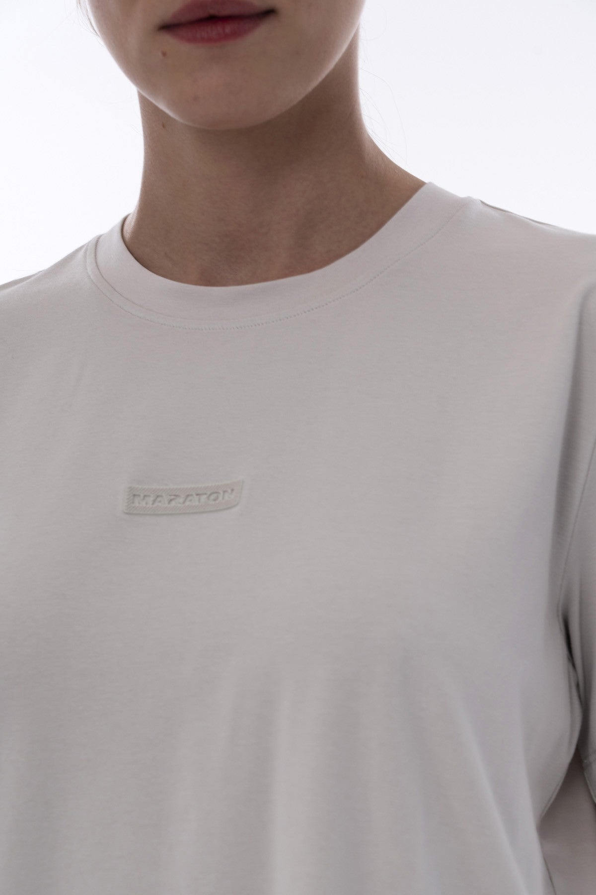 New Basic Kadın Bisiklet Yaka Gri T-shirt