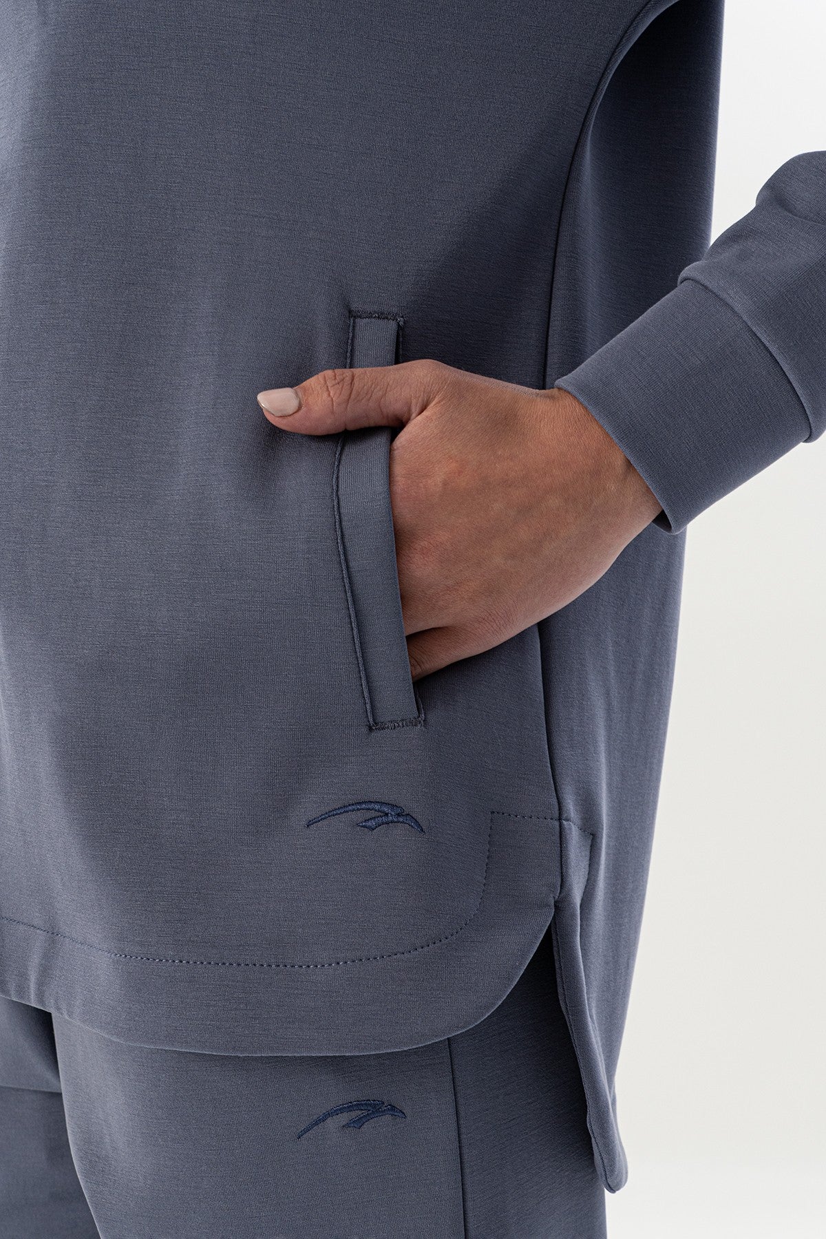 Comfort Kadın Dik Yaka İndigo Eşofman Üstü